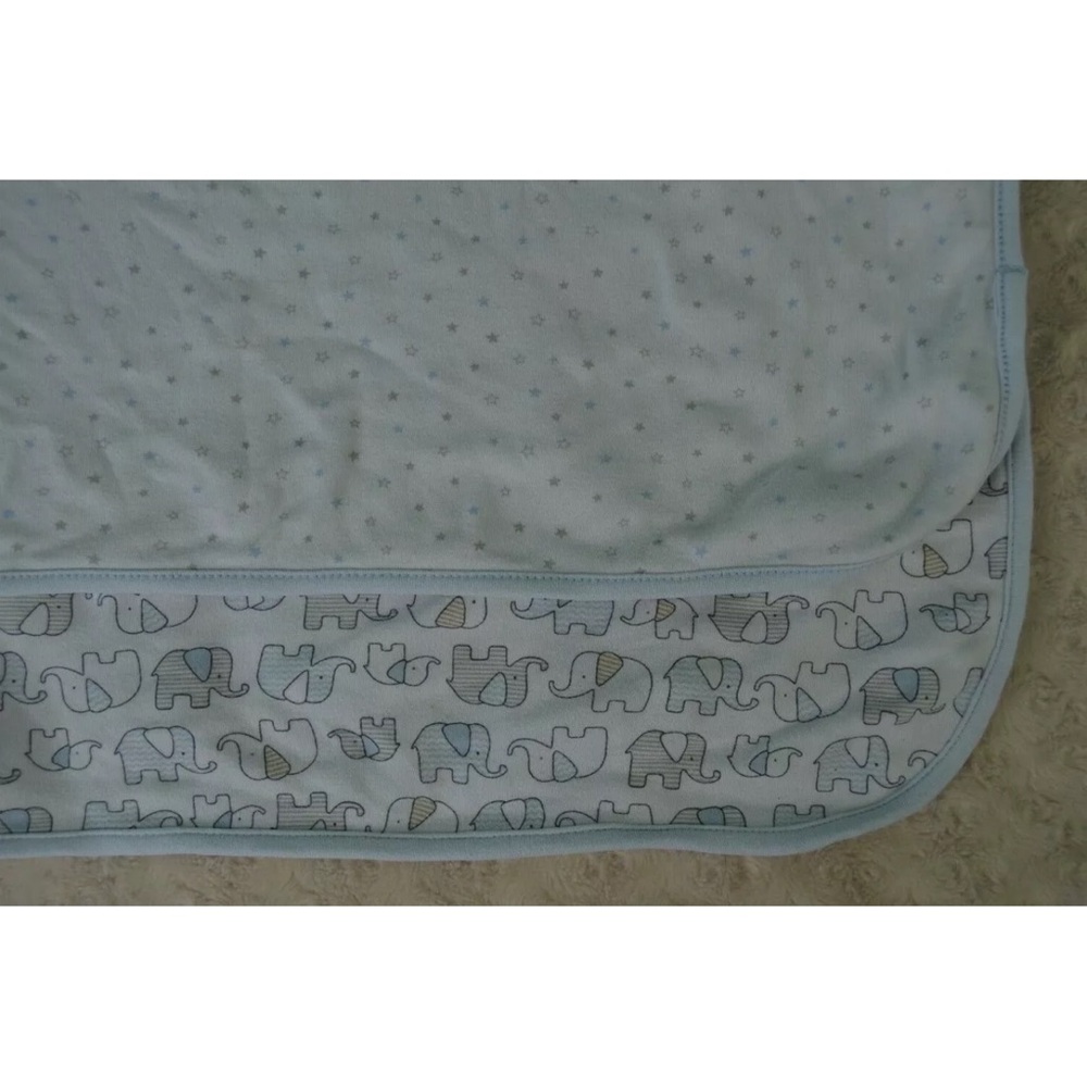 First Impressions Elephant Star Baby Blanket Blue White Gray Security Lovey